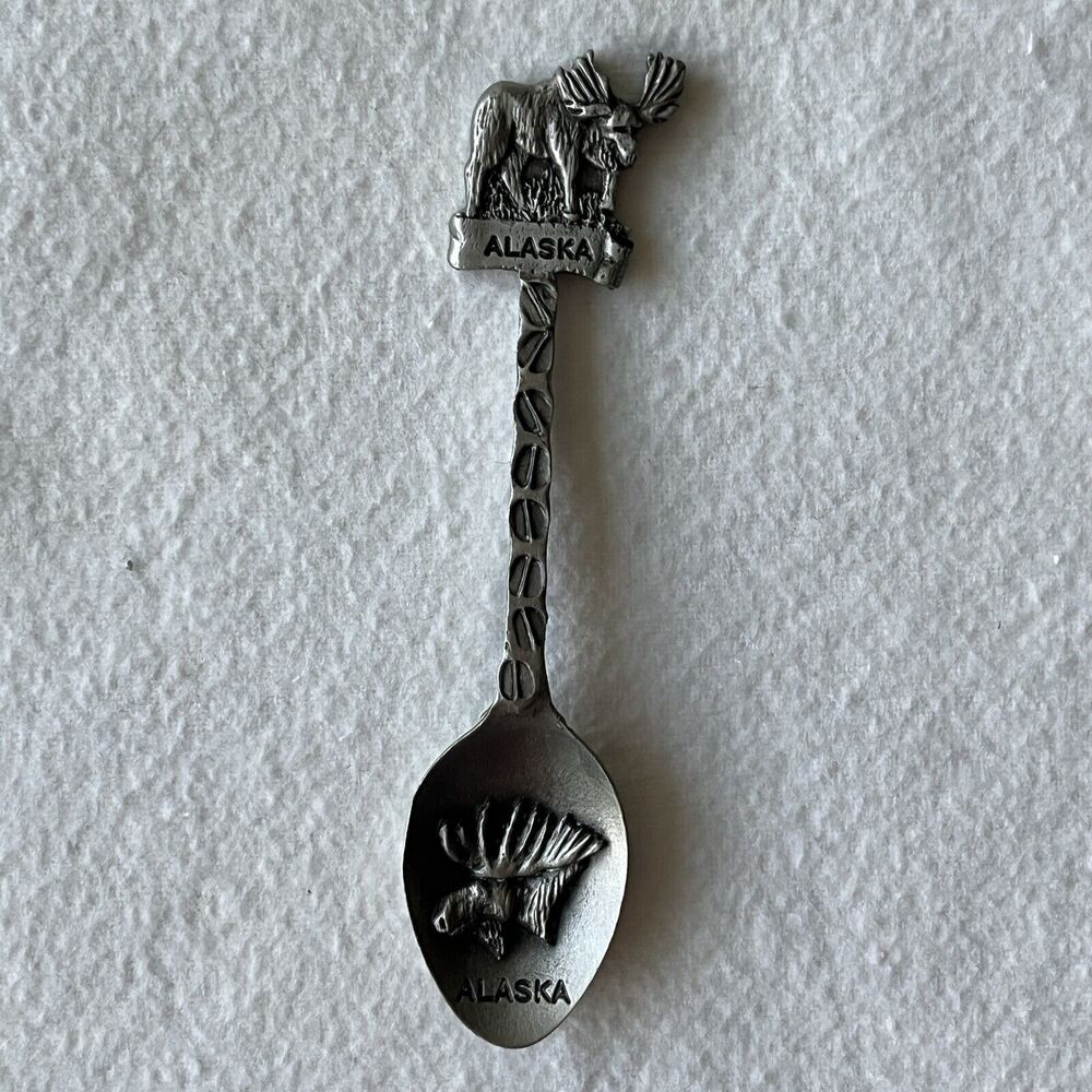 Collectible Spoon from Alaska Moose and coffee beans Pewter made in England Y327